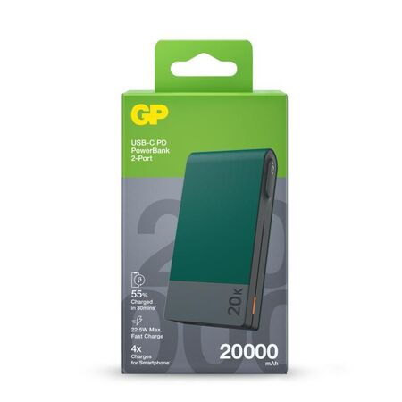 20Ah 74Wh Li-ion Powerbank | USB-C PD 22.5W Fast Charge | Green | by Powercell