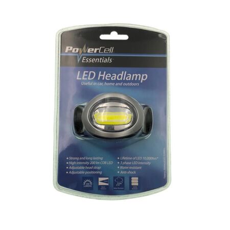 Powercell LED Headlamp | 200 Lumens Brightness | 3 Light Settings | Adjustable Head Strap | by Powercell