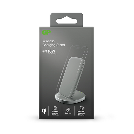 10W Wireless Charging Stand | Dual-Coil Design | Qi-Certified | Grey | by Powercell