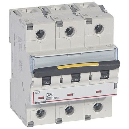 MCB DX3 10000A 3 pole 80A curve D