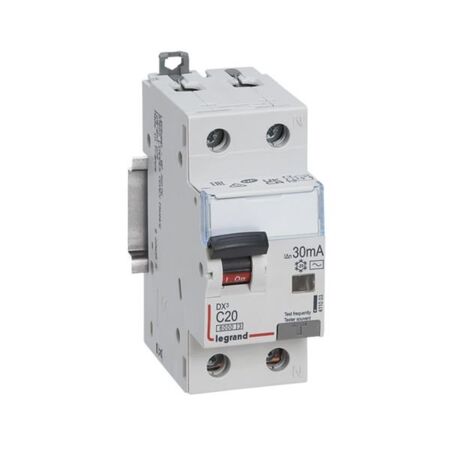 RCBO - DX³ 6000 -10 kA -1P+N-230 V~ -20 A -30 mA -AC type -N right hand