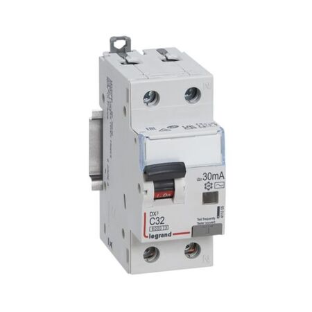 RCBO - DX³ 6000 -10 kA -1P+N-230 V~ -32 A -30 mA -AC type -N right hand