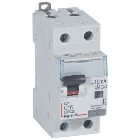 RCBO - DX³ 6000 -10 kA -1P+N-230 V~ -16 A -10 mA -A type -N right hand