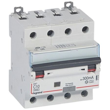 RCBO DX³ 6000A 4 poles 10A curve C type A 300mA