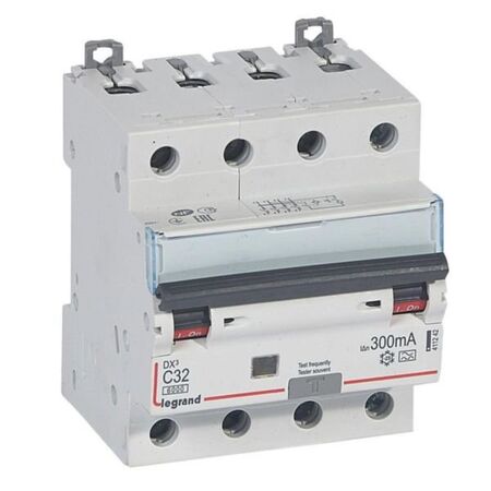 RCBO DX³ 6000A 4 poles 32A curve C type A 300mA