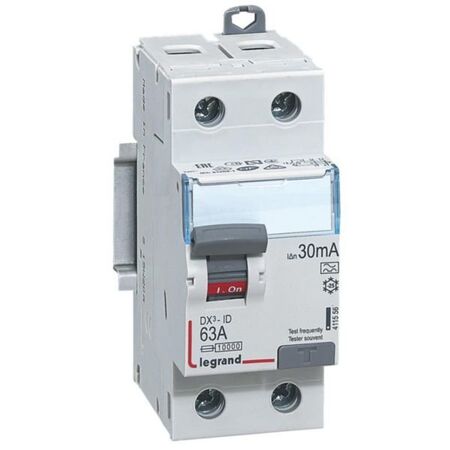 RCCB DX³ 2 pole 63A type A 30mA screw terminals