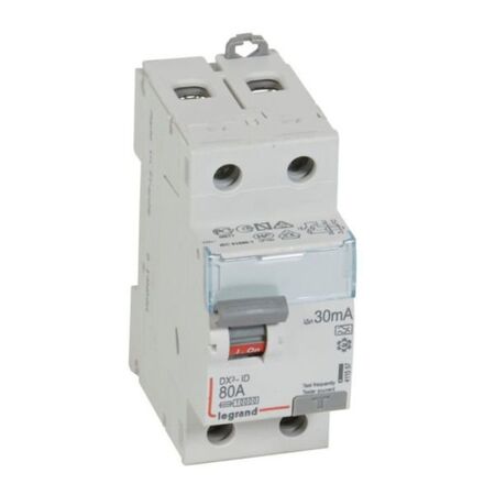 RCCB DX³ 2 pole 80A type A 30mA screw terminals