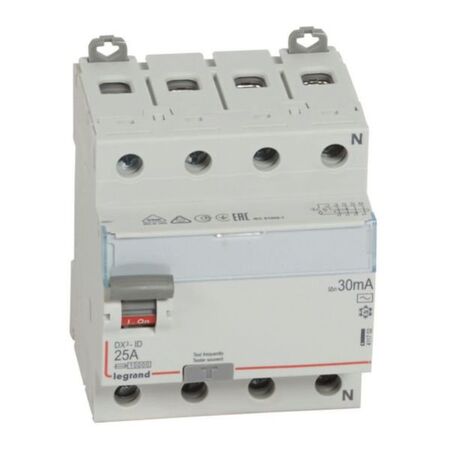RCD DX³-ID - 4P 400 V~ neutral right hand side - 25 A - 30 mA - AC type