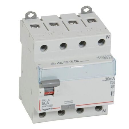 RCD DX³-ID - 4P 400 V~ neutral right hand side - 80 A - 30 mA - A type