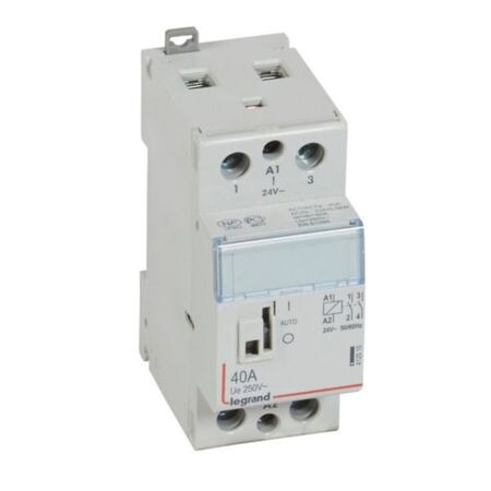 Contactor CX³   with front face handle 2 pole - 40A - 250V~ -  2 NO contacts with 24V~ coil - 2 modules