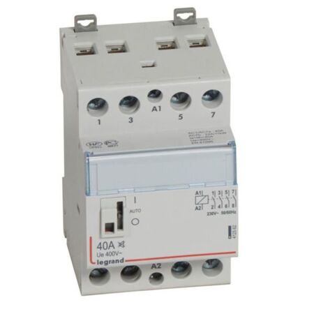 Low noise contactor CX³ with front face handle42 pole - 40A - 400V~ -  4 NO contacts with 230V~ coil - 3 modules