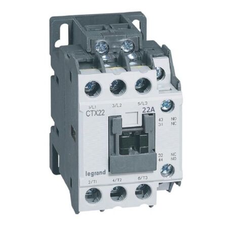 CTX³ - 3-pole contactors - 22A AC-3 rating - Screw terminals - Mirror contact NC
