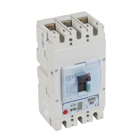 Circuit breaker DPX3 630,3 poles, with rated current of 400A and thermal magnetic protection.