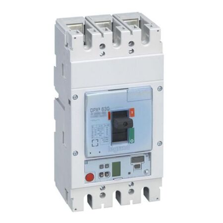 Circuit breaker DPX3 630,4 poles, with rated current of 630A and thermal magnetic protection.