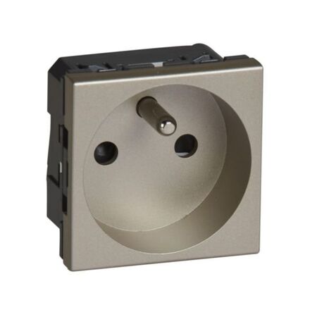 Arteor™ - French standard 2P+E shuttered socket outlet 10 A to 16 A - 2 modules - Champagne