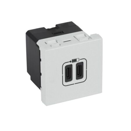 Arteor™ - 2 USB Type-C charging socket 3 A / 15 W 230 V - 5 V= - 2 modules - Soft Alu