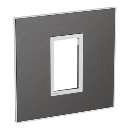 Arteor™ - British standard plate square version 1 module - Brushed Metal - Black