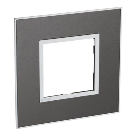 Arteor™ - British standard plate square version 2 modules - Brushed Metal - Black