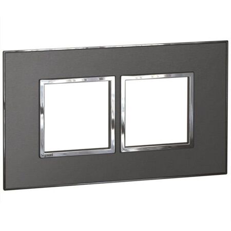 Arteor™ - British standard plate square version 4 modules - Brushed Metal - Black
