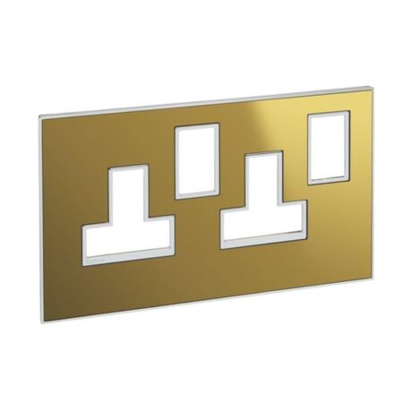 Arteor™ - British standard plate for 13 A twin switched socket outlet 2 gang - Reflective Metal - Gold