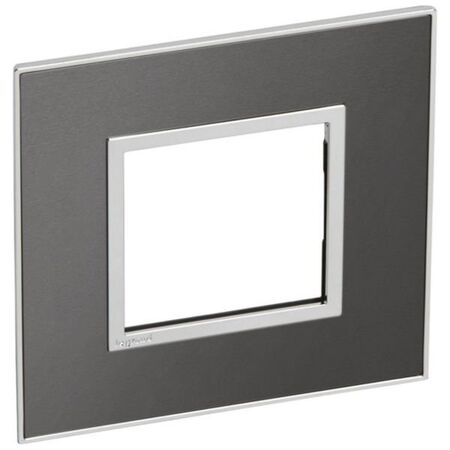 French and German standard plate square version 2 modules - brushed metal black