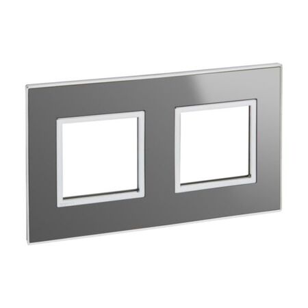 French and German standard plate square version 2x2 modules - reflective stainless steel