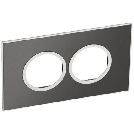 Arteor™ - British standard plate round version 4 modules - Brushed Metal - Black