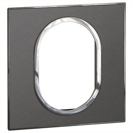 Arteor™ - British standard plate round version 3 modules 1 gang - Brushed Metal - Black