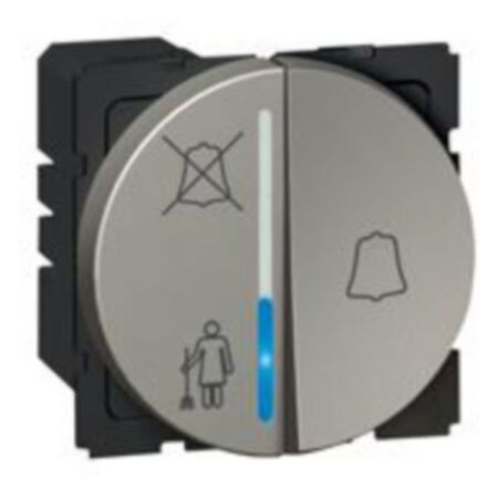 Hotel bedroom call indicator - lamp + bell push - 2 round modules - magnesium