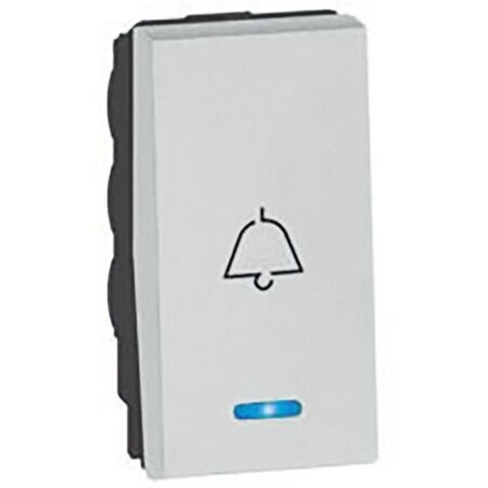 Arteor™ - 1-way push-button - with locator and bell symbol - 1 module - Soft Alu