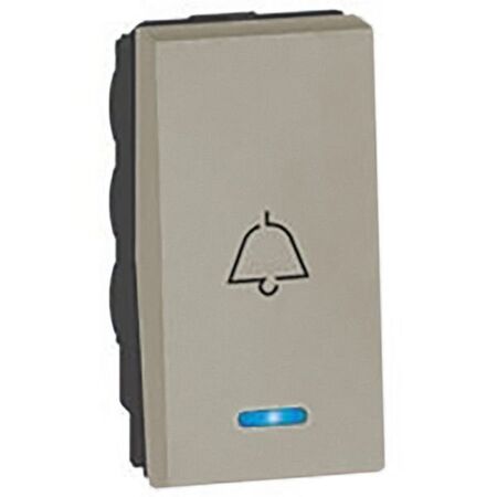 Arteor™ - 1-way push-button - with locator and bell symbol - 1 module - Champagne