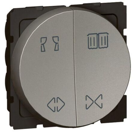 Arteor™ - Double switch for curtain control - 10 A - 2 round modules - Magnesium