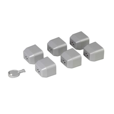Set of 6 locking caps for C19 standard outlet + 1 key for LCS² PDU