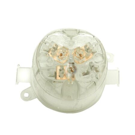 HPM 10A 3 Flat Pins 50mm Mounting Centres Plug Base Clear