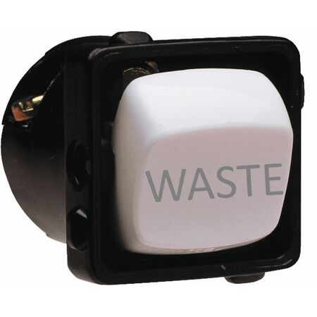 HPM 10A 1 & 2 Way Single Pole Single Throw WASTE Engraved Rocker Switch White