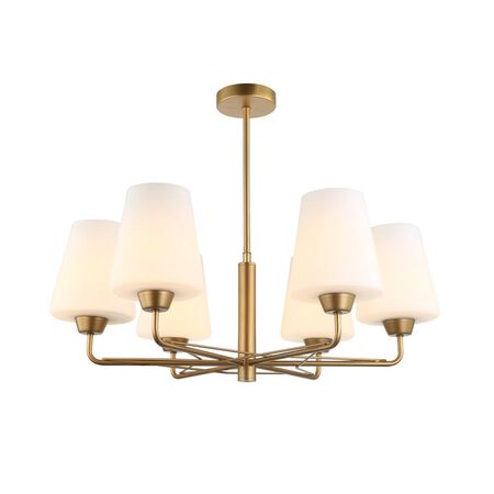 ABBEY: Interior Traditional 6 Lamps Opal Glass Pendant Lights