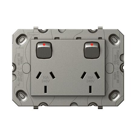 Legrand Arteor 770 Series 10A 2 Gang Horizontal Double Power Point  Magnesium
