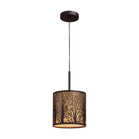 AUTUMN: Small Round Aged Bronze with Amber Lining Pendant Light
