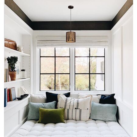 AUTUMN: Small Round Aged Bronze with Amber Lining Pendant Light