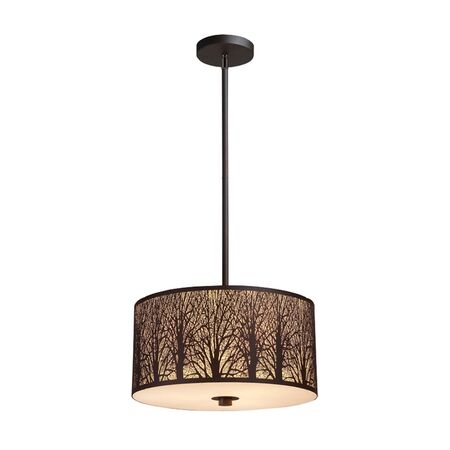 AUTUMN: Large Drum Aged Bronze with Amber Lining Pendant Light