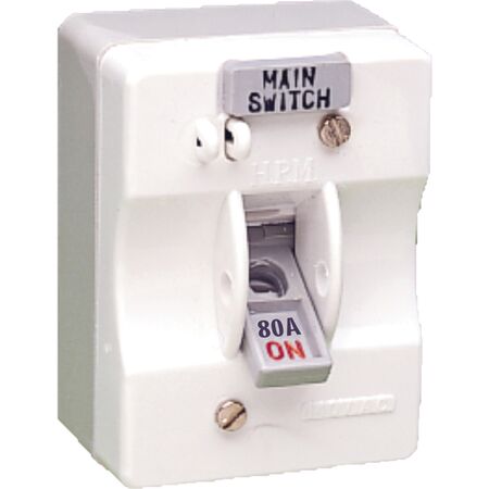 HPM 2P 80A 415V a.c. Back Entry Surface Mount Mains Switch