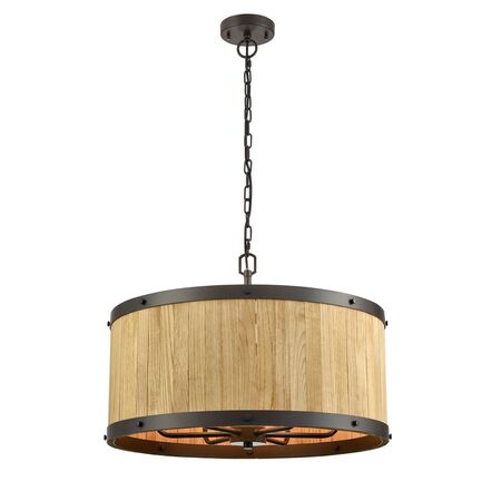 BARRIQUE: Retro Interior Large Drum Wood Pendant Lights