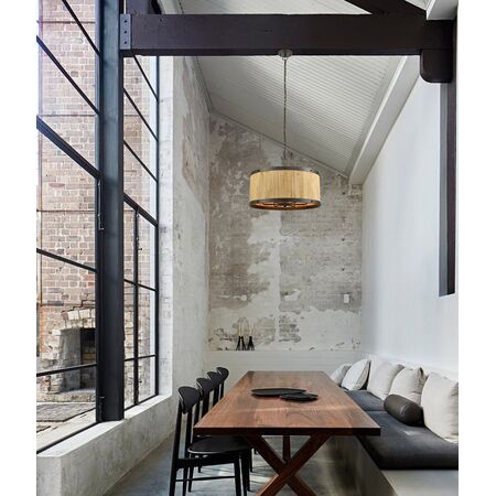 BARRIQUE: Retro Interior Large Drum Wood Pendant Lights