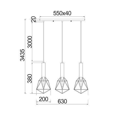 BLACKBAND & WHITEBAND Pendant Light 3x Bird Cage With Bar Base