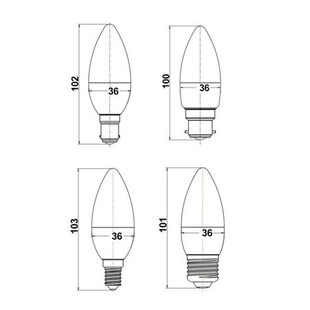 Candle LED Globes Frosted Diffuser (3W)