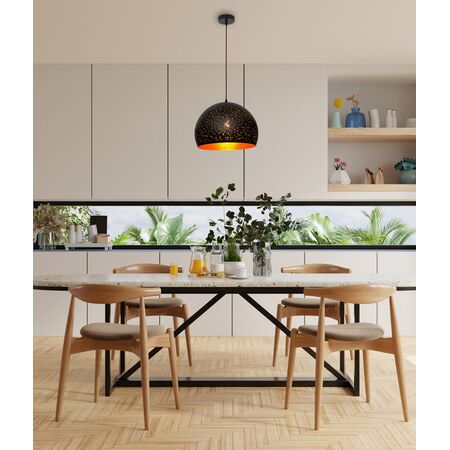 CELESTE: Bohemian Rustic Embossed Dome Shape Pendant Light