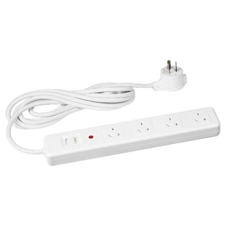 HPM General Purpose Master Switch 4 Outlet 375J Surge Protection Powerboard White