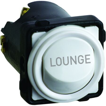 Excel Life - Engraved rocker switch mechanism 2 way 16AX 240V a.c. LOUNGE engraved white