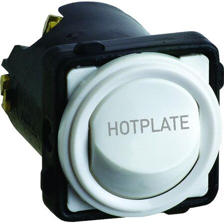 Excel Life - Engraved rocker switch mechanism 1 way 32A 240V a.c. HOT PLATE engraved white