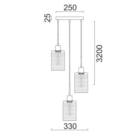 ESPEJO1: Interior Iron & Chrome Oblong Glass with Line Effect Pendant Lights